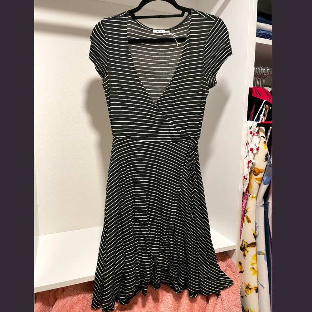 Black and white horizontal striped dress